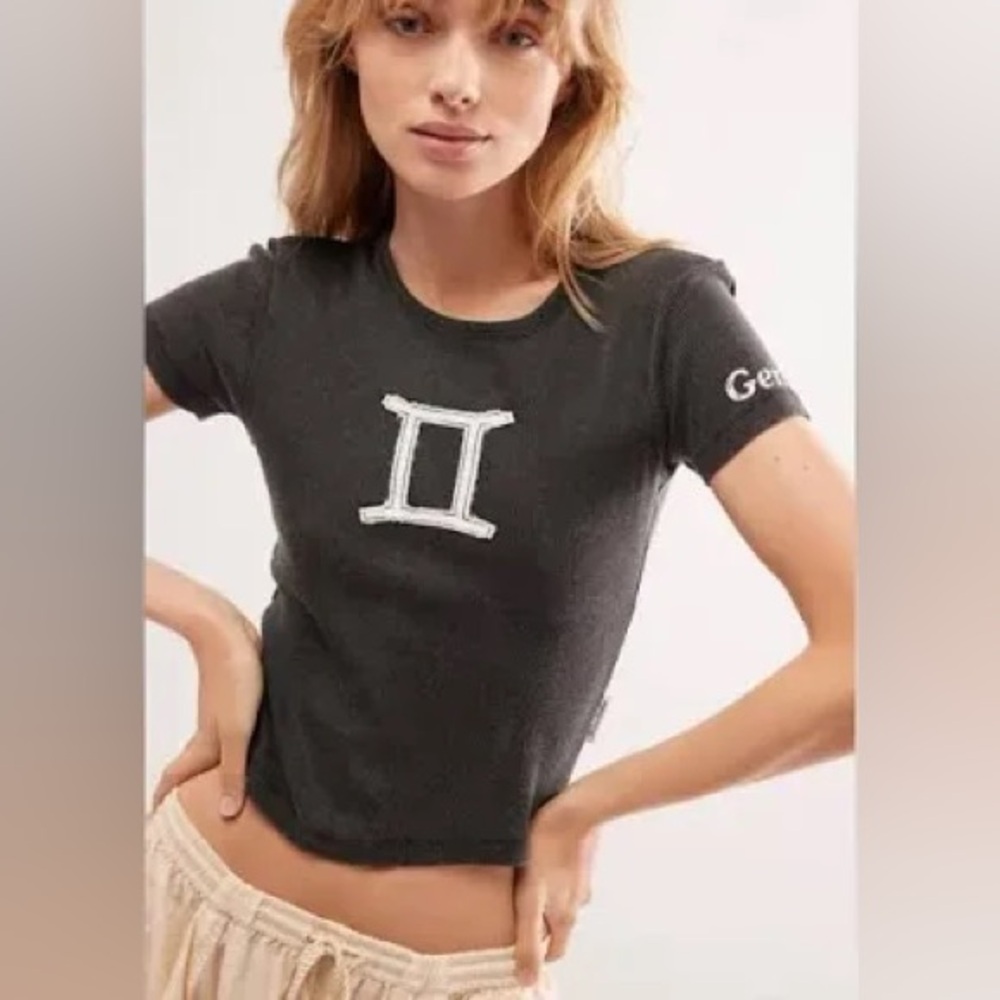 FREE PEOPLE NWT THE LAUNDRY ROOM CUT+PASTE ZODIAC GEMINI TEE SHIRT